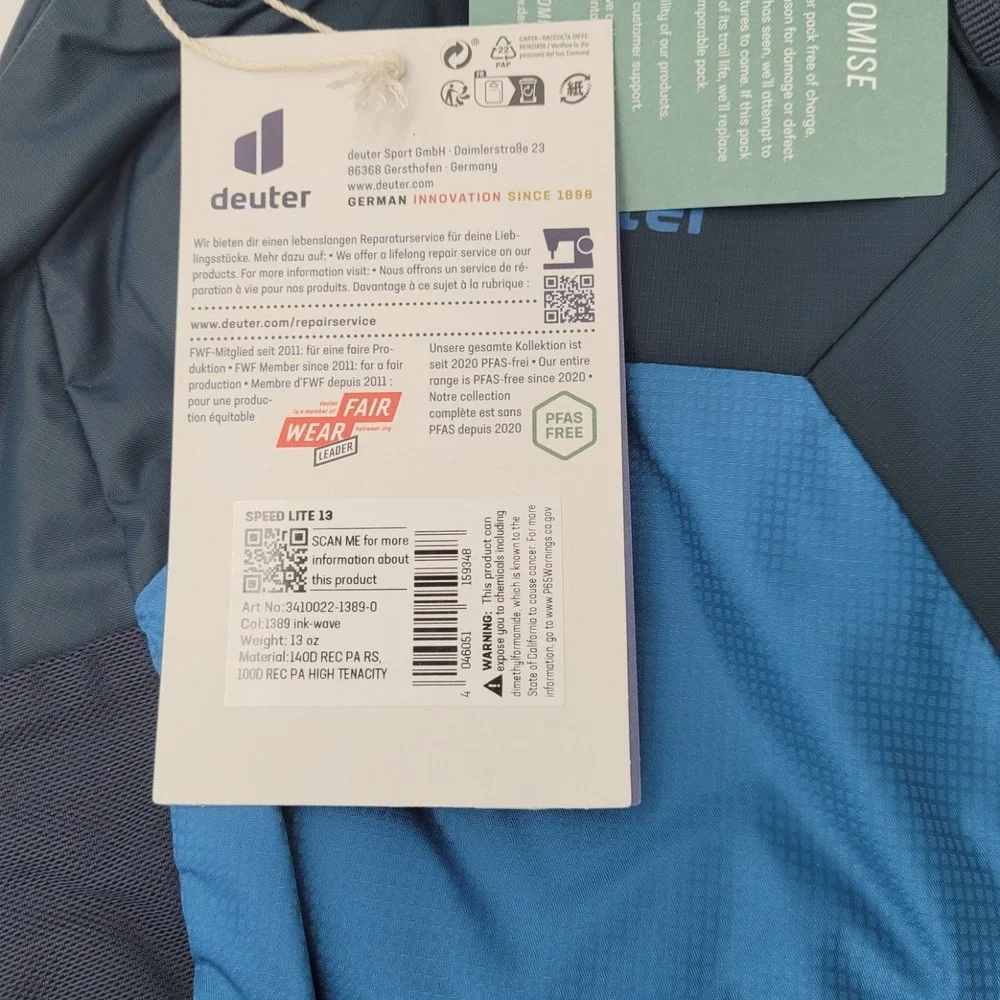 Deuter Speed Lite Backpack 13 Liter Ink/Wave Youth Hiking School‎ Bag